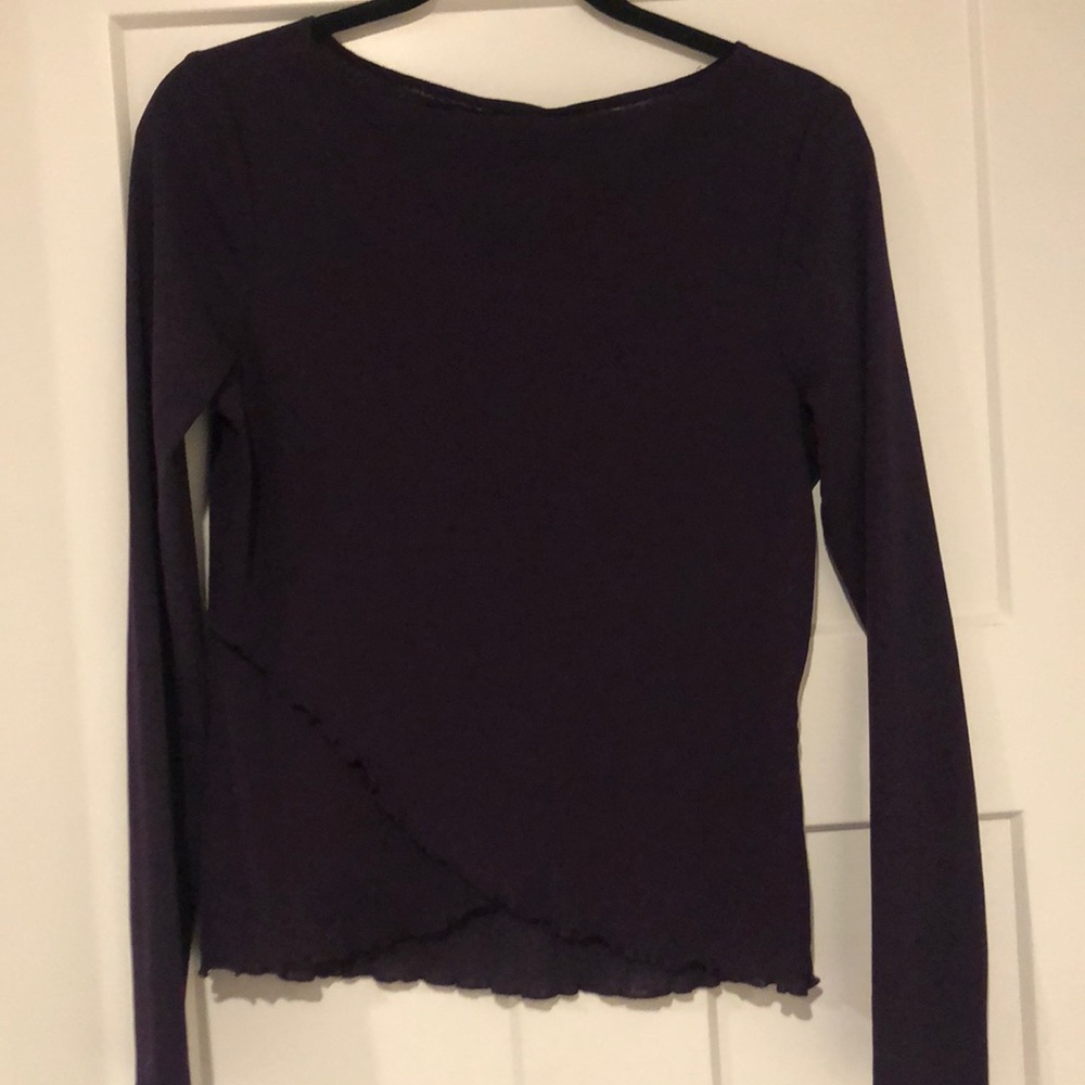 Purple long sleeve ruffle dress shirt